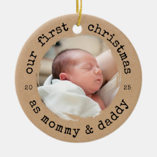 Our First Christmas as Mummy & Daddy Kraft Look Ceramic Tree Decoration