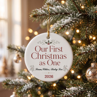 ''Our First Christmas As One'' Personalised Ceramic Tree Decoration