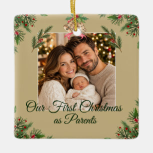 Our First Christmas as Parents Baby Photo Keepsake Ceramic Ornament