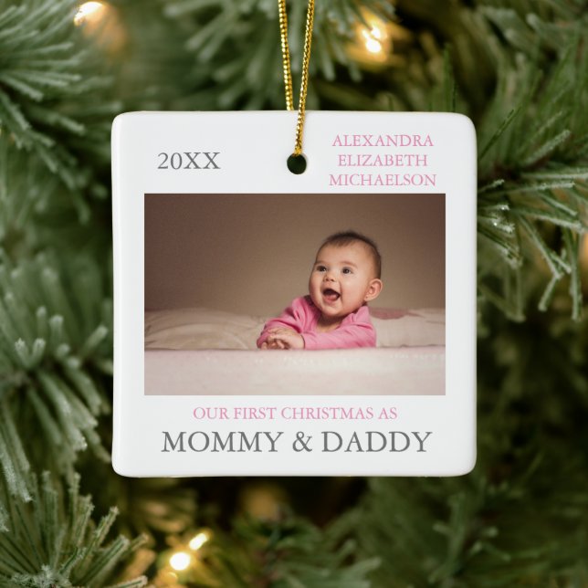 Our First Christmas As Parents Ceramic Ornament (Tree)