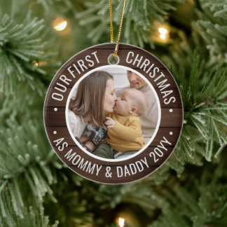 Our First Christmas as Parents Family Design Ceramic Tree Decoration