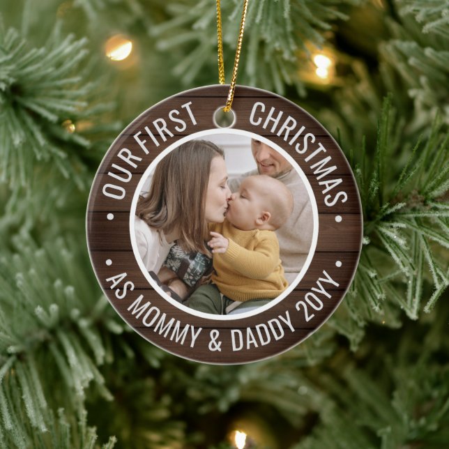 Our First Christmas as Parents Family Design Ceramic Tree Decoration (Tree)
