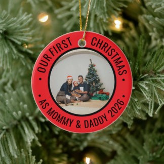 Our First Christmas as Parents Family Photo Ceramic Tree Decoration