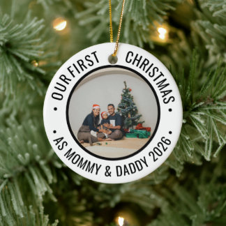 Our First Christmas as Parents Family Photo Ceramic Tree Decoration