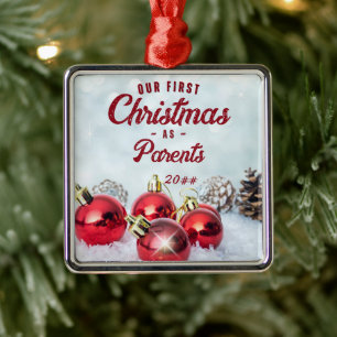 Our First Christmas as Parents Timeless Metal Tree Decoration