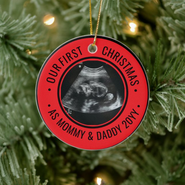 Our First Christmas as Parents Ultrasound Ceramic Tree Decoration (Tree)