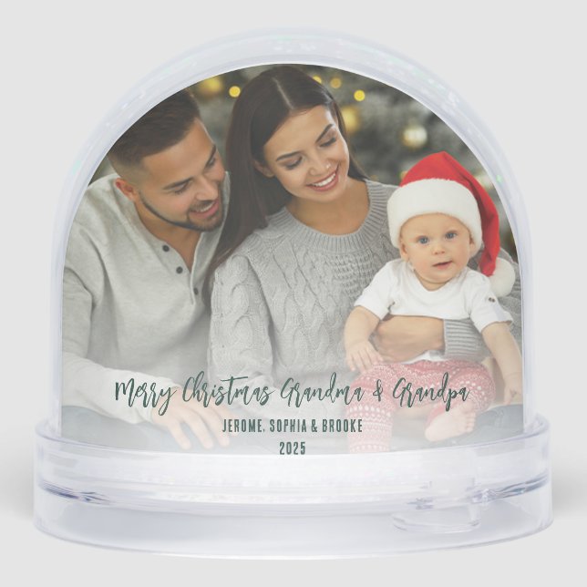 Our First Christmas Baby Photos Grandpa Keepsake Snowglobe (Back)