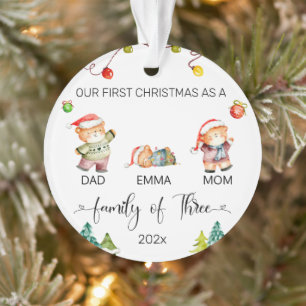 Our First Christmas Bear Family Personalised Ornament