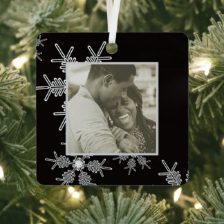 Our First Christmas Black Snowflakes Minimalist Metal Tree Decoration