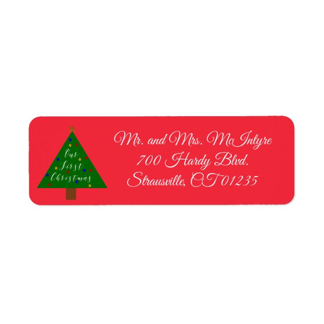 Our First Christmas Card Return Address Labels (Front)