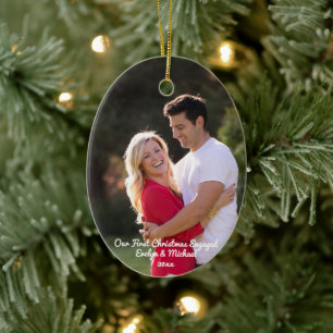 Our First Christmas Couple Photo Ceramic Tree Decoration