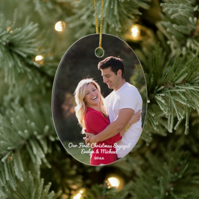 Our First Christmas Couple Photo Ceramic Tree Decoration (Tree)