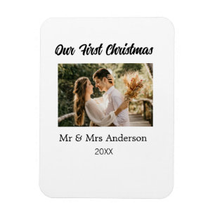 Our first Christmas couple photo name Mr & Mrs mod Magnet