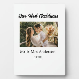 Our first Christmas couple photo name Mr & Mrs mod Plaque