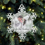 Our First Christmas Couple Photo Snowflake Pewter Christmas Ornament<br><div class="desc">Our First Christmas Couple Photo Snowflake Ornament</div>
