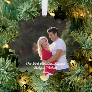 Our First Christmas Couple Photo Tree Decoration Card