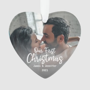 Our First Christmas Custom Couple Names & Photo Ornament