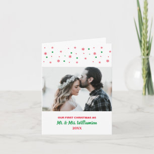 Our First Christmas Custom Photo Married Couple Holiday Card