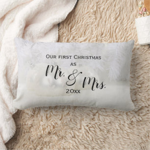 Our First Christmas Custom Wedding Keepsake Lumbar Cushion