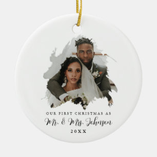 Our First Christmas Custom Wedding Photo Ornament 