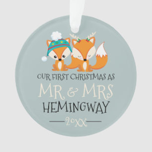 Our First Christmas Cute Red Fox Personalised Ornament