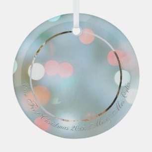 Our First Christmas DIY Names Date Photo Grey Text Glass Tree Decoration