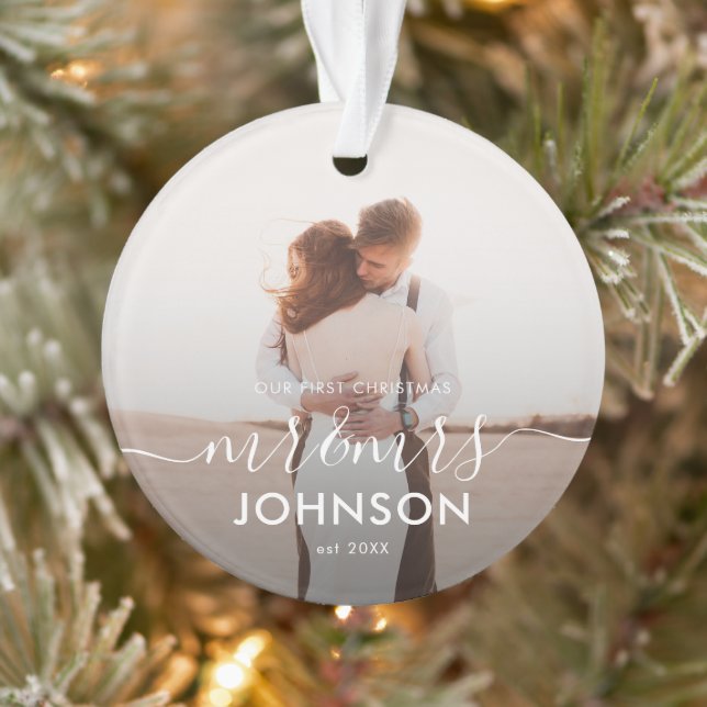 Our First Christmas Elegant Script Mr and Mrs Ornament (Tree)