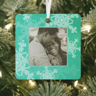 Our First Christmas Emerald Snowflakes Minimalist Metal Tree Decoration