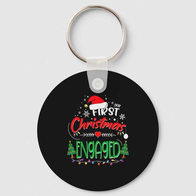 Our First Christmas Engaged 2021 1st Christmas  Key Ring (Front)