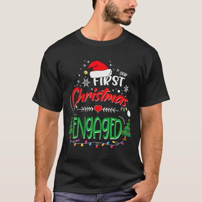 Our First Christmas Engaged 2021 1st Christmas  T-Shirt (Front)