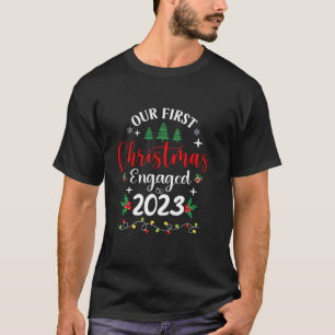 Our First Christmas Engaged 2023 Pajamas Couples M T-Shirt