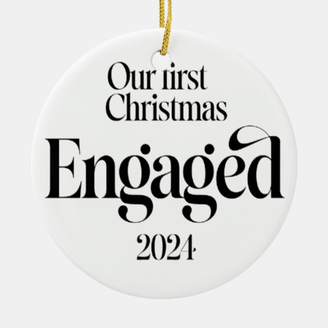 our first christmas engaged 2024 ceramic tree decoration (Front)