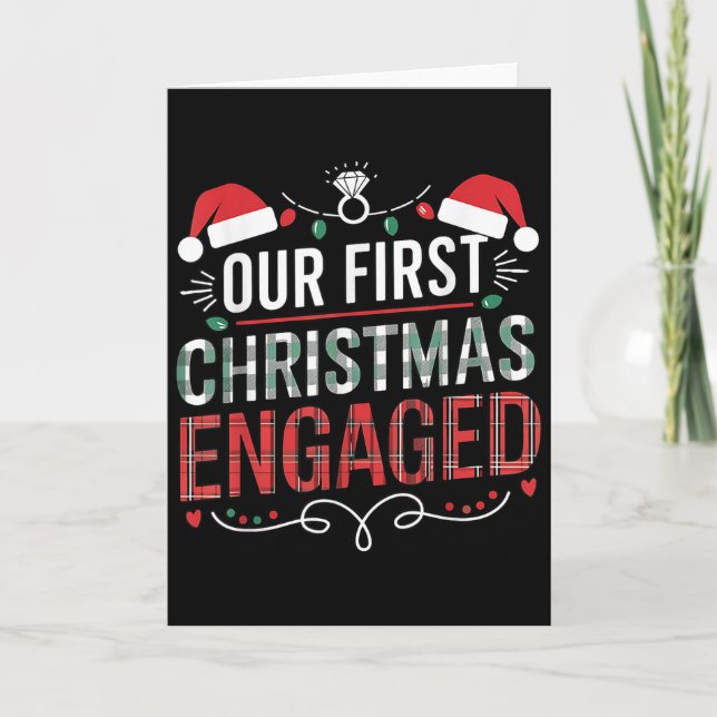 Our First Christmas Engaged 2024 Couples Pyjamas C Card (Front)