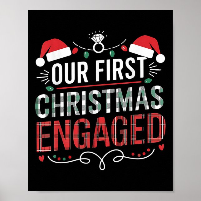 Our First Christmas Engaged 2024 Couples Pyjamas C Poster (Front)