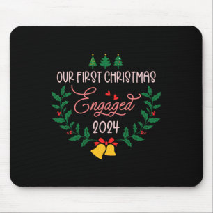 Our First Christmas Engaged 2024 Engagement Couple Mouse Mat