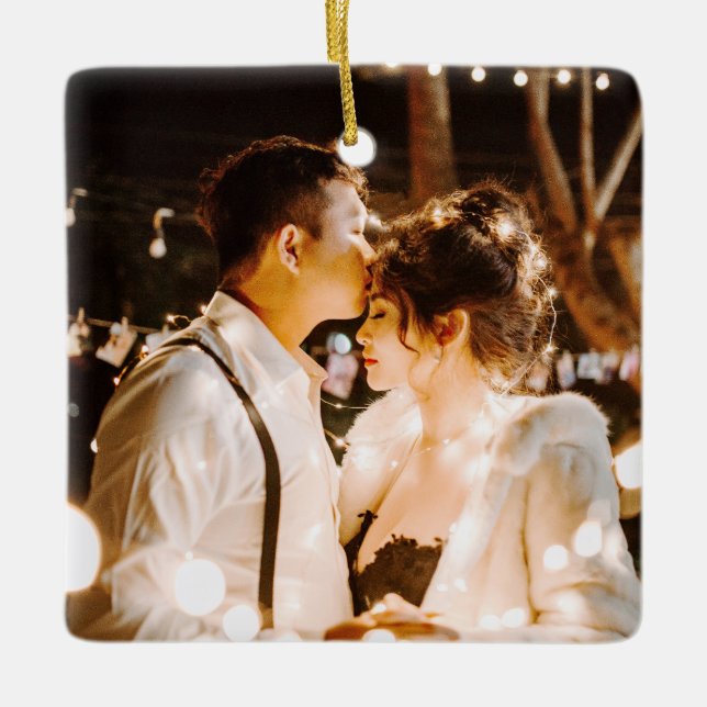 Our First Christmas Engaged 2024 Wedding  Ceramic Ornament (Front)