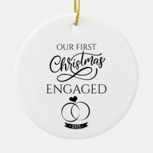 Our First Christmas Engaged 2025 Engagement Ceramic Tree Decoration