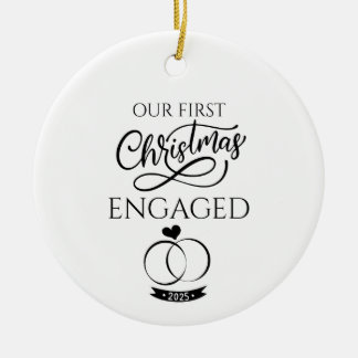 Our First Christmas Engaged 2025 Engagement Ceramic Tree Decoration