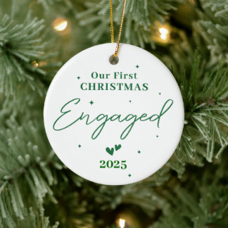 Our First Christmas Engaged 2025 – Personalised Ceramic Tree Decoration