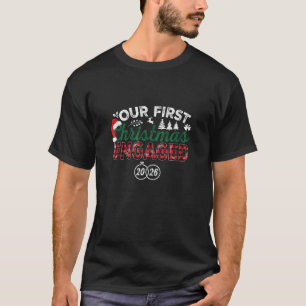 Our First Christmas Engaged 2026 Christmas Couple  T-Shirt