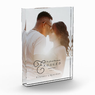 Our First Christmas Engaged Classic Minimal Photo Block