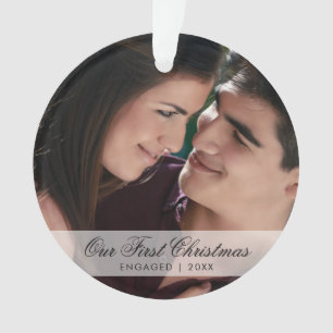 Our First Christmas Engaged Elegant Photo Ornament