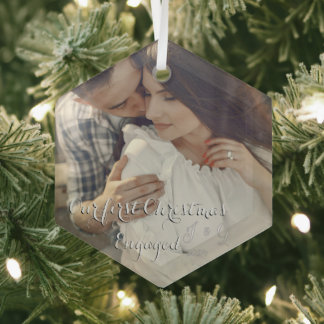 Our first Christmas Engaged Glass Ornament