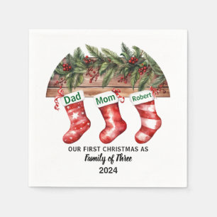 Our First Christmas Engaged   Holiday Ceramic Napkin