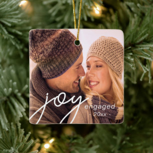 Our First Christmas Engaged Joy Gift  Ceramic Ornament