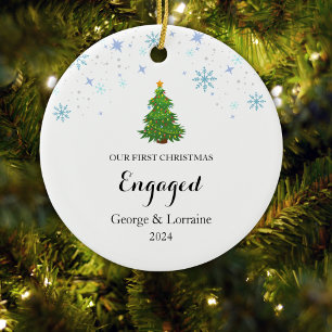 Our First Christmas Engaged Keepsake Snowflake Ceramic Tree Decoration