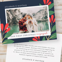 Our First Christmas Engaged Modern Foliage Photo