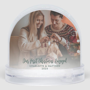 Our First Christmas Engaged Modern Photos Snowglobe