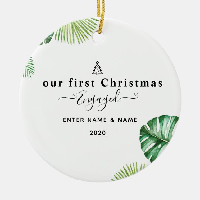 Our First Christmas Engaged Ornament Personalised (Front)