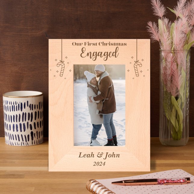 Our first Christmas engaged - personalised wood Etched Frames (Creator Uploaded)